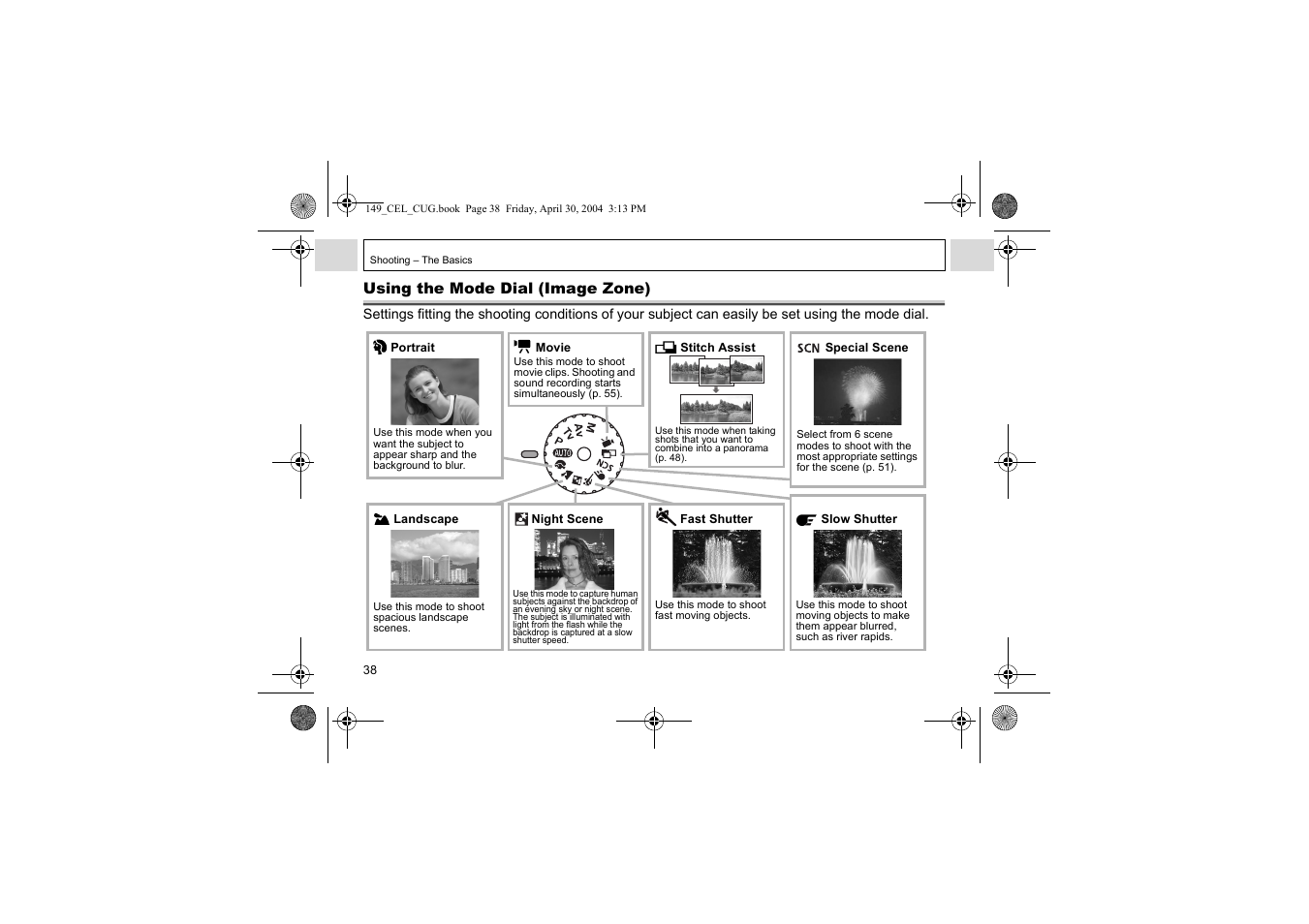 Using the mode dial (image zone) | Canon A85 User Manual | Page 40 / 162