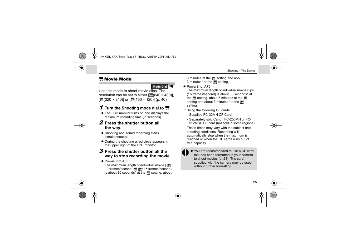 Canon A85 User Manual | Page 57 / 162
