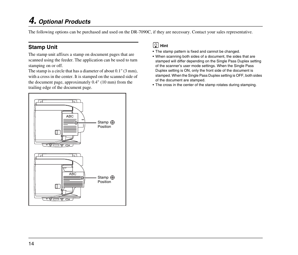 Optional products, Stamp unit | Canon DR-7090C User Manual | Page 22 / 77