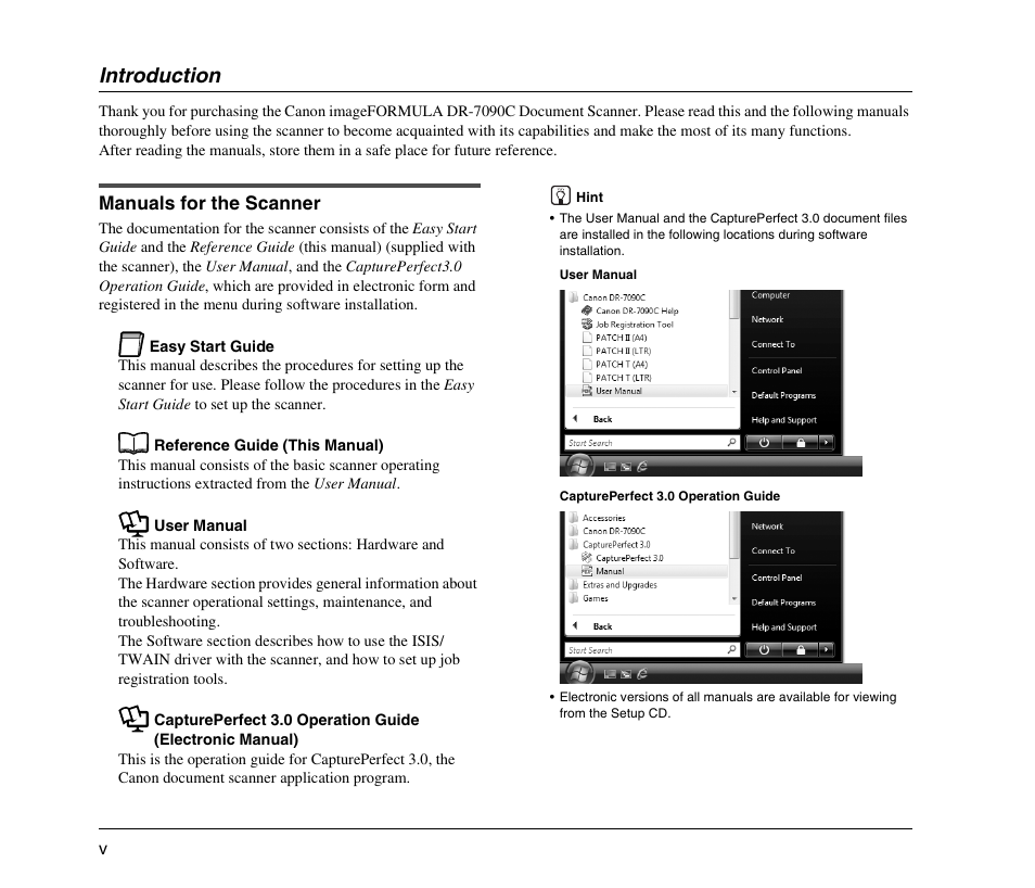 Introduction, Manuals for the scanner | Canon DR-7090C User Manual | Page 6 / 77