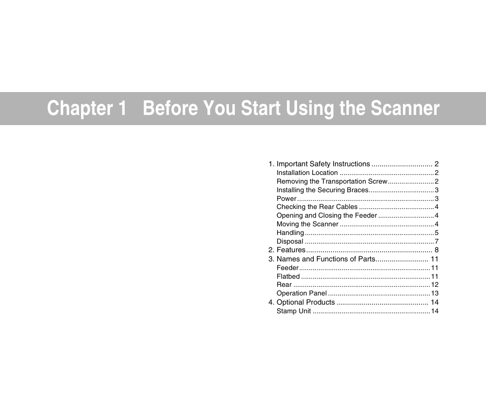 Chapter 1 before you start using the scanner | Canon DR-7090C User Manual | Page 9 / 77