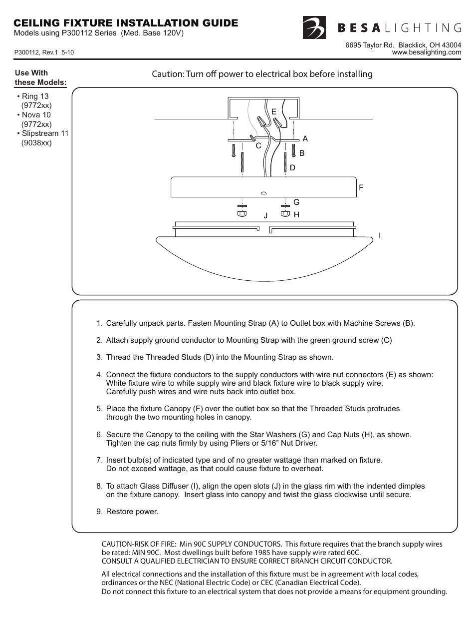 Besa Lighting Luma Slim (Flush Mount) User Manual | 3 pages