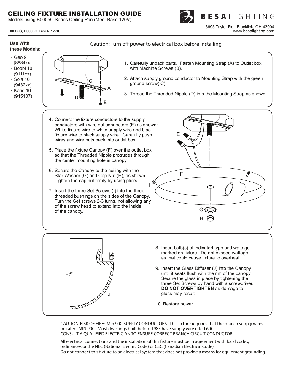 Besa Lighting Sola (Flush Mount) User Manual | 3 pages