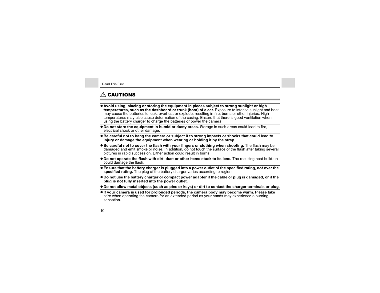 Cautions | Canon A400 User Manual | Page 12 / 148
