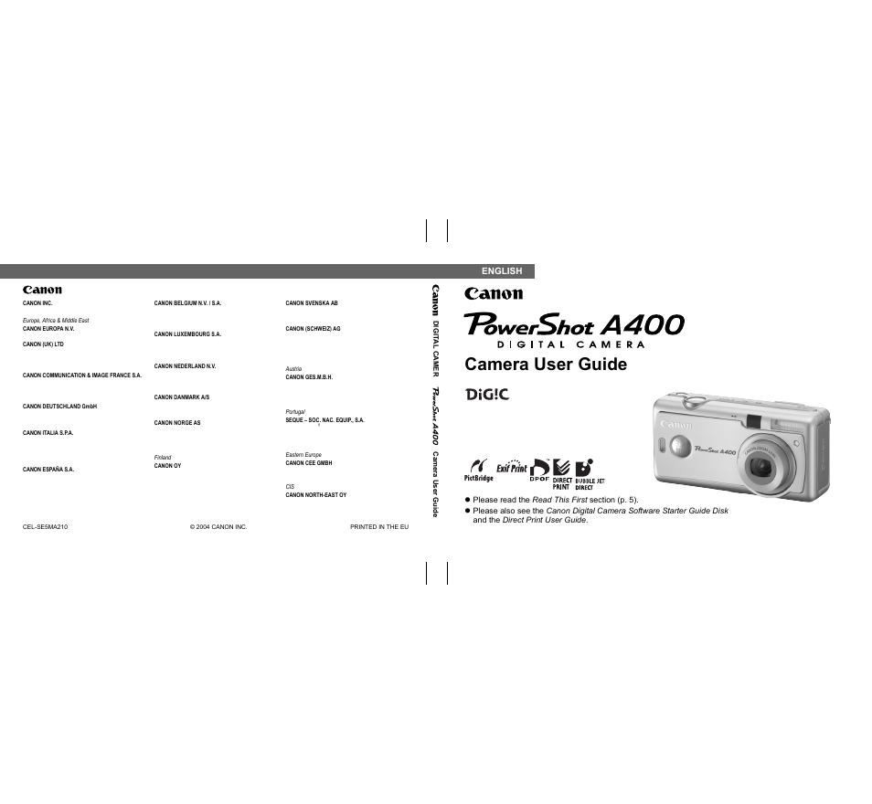 Camera user guide | Canon A400 User Manual | Page 148 / 148