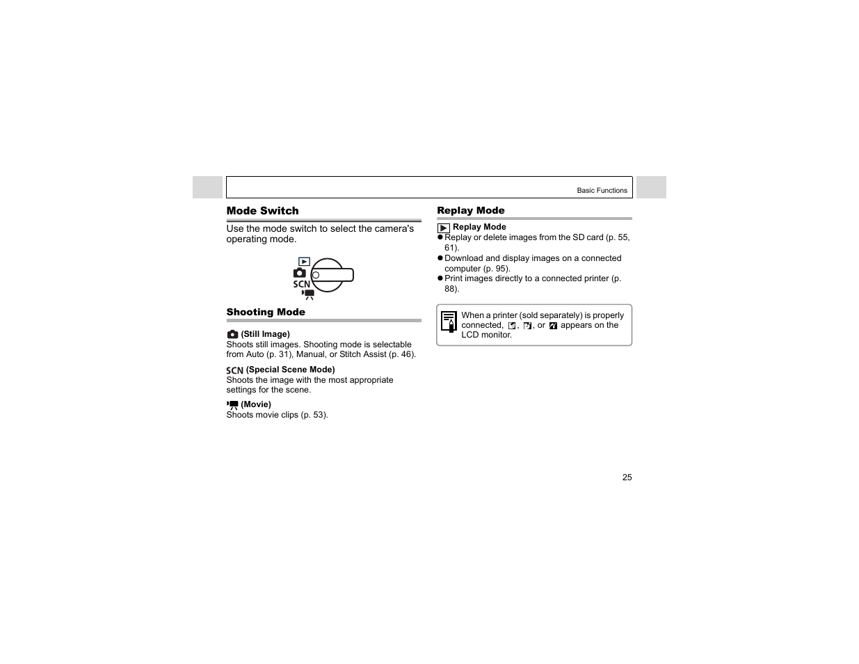 Mode switch | Canon A400 User Manual | Page 27 / 148