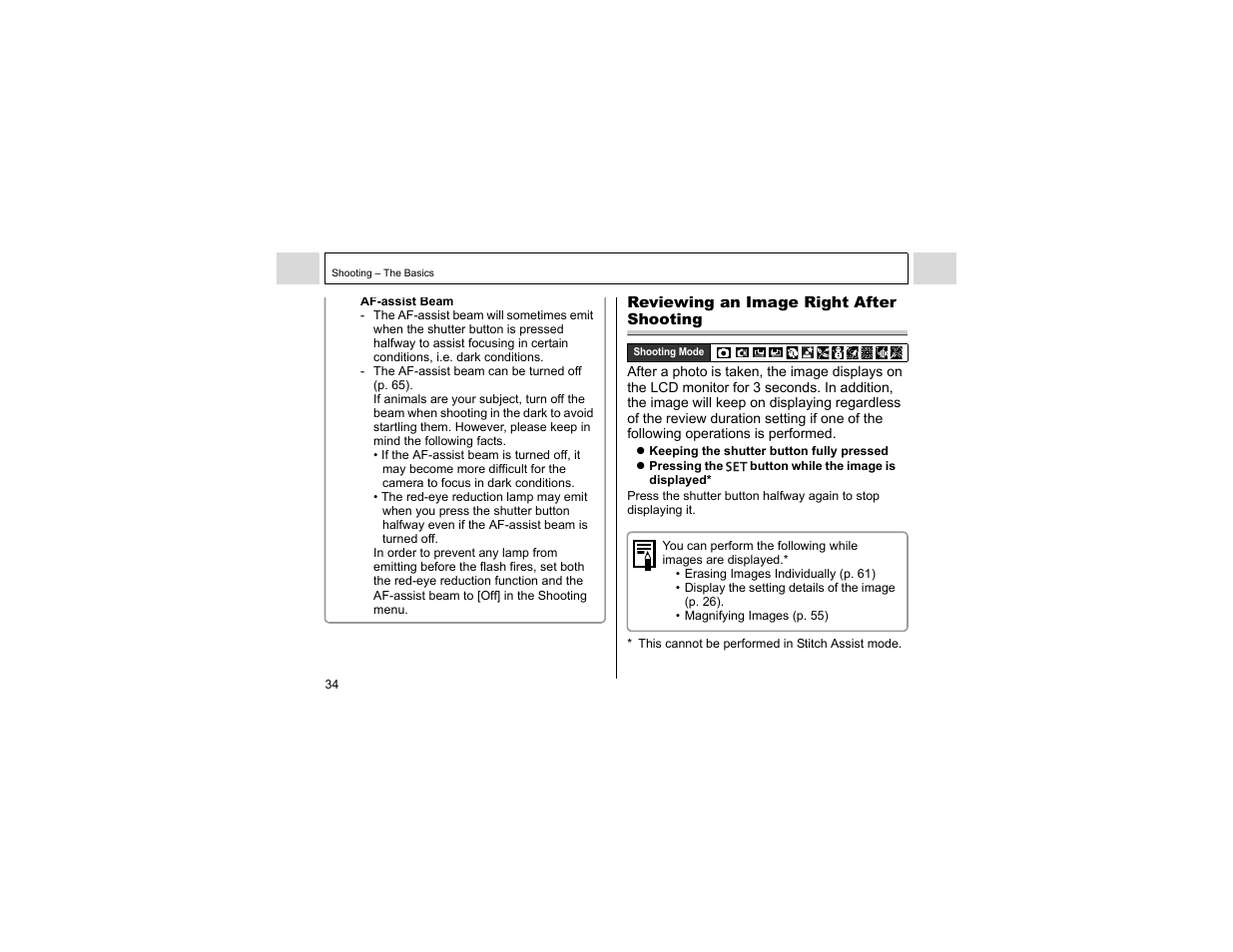 Reviewing an image right after shooting | Canon A400 User Manual | Page 36 / 148