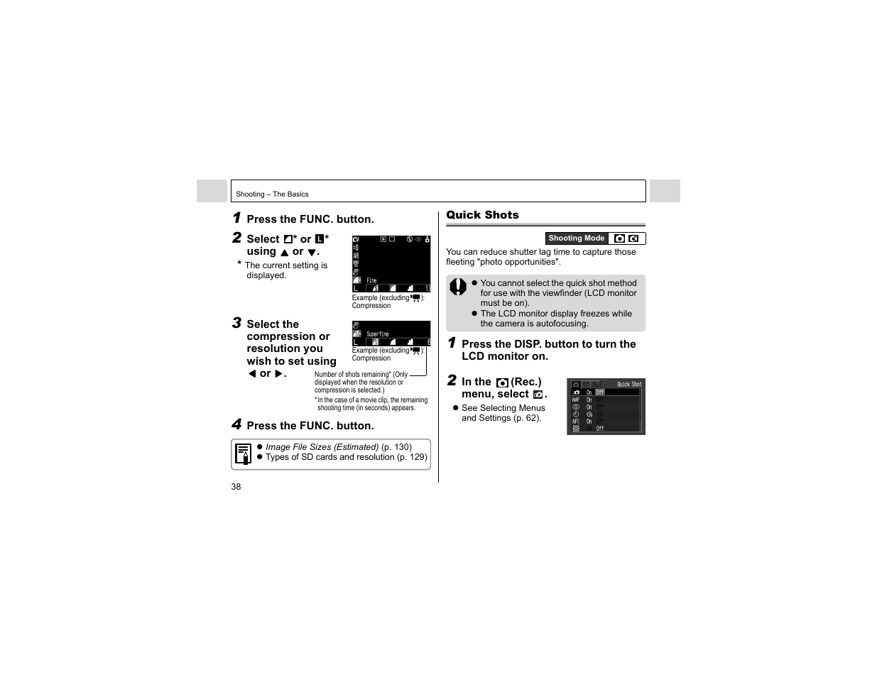 Quick shots | Canon A400 User Manual | Page 40 / 148