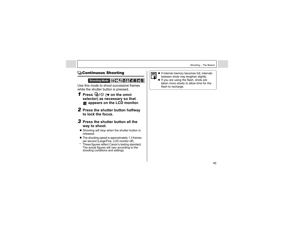 Continuous shooting | Canon A400 User Manual | Page 47 / 148