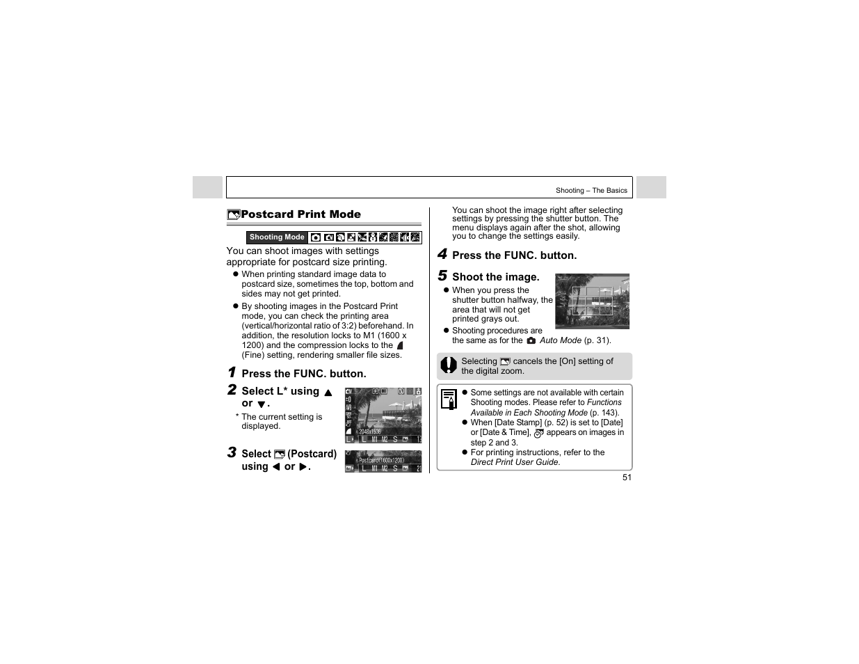 Postcard print mode | Canon A400 User Manual | Page 53 / 148