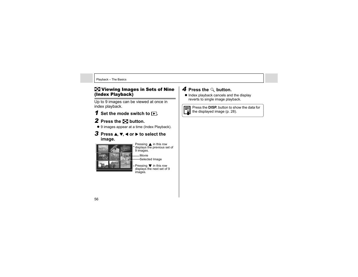 Viewing images in sets of nine (index playback) | Canon A400 User Manual | Page 58 / 148