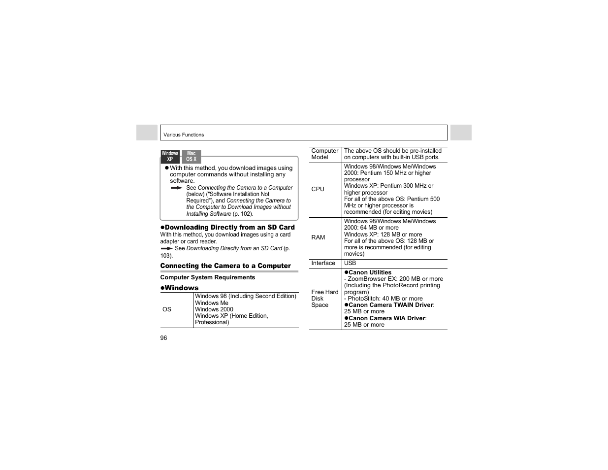 Computer system requirements | Canon A400 User Manual | Page 98 / 148