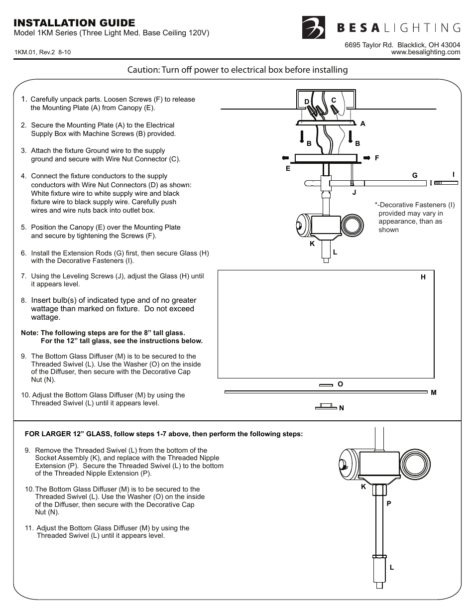 Besa Lighting Tamburo 16v2 (Semi-Flush Mount) User Manual | 1 page