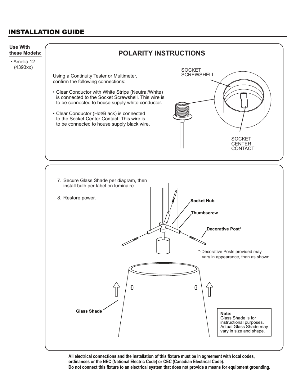 1ks.06_rev2_back, Polarity instructions, Installation guide | Besa Lighting Amelia 12 / 15 / 18 (120V Pendants) User Manual | Page 2 / 6