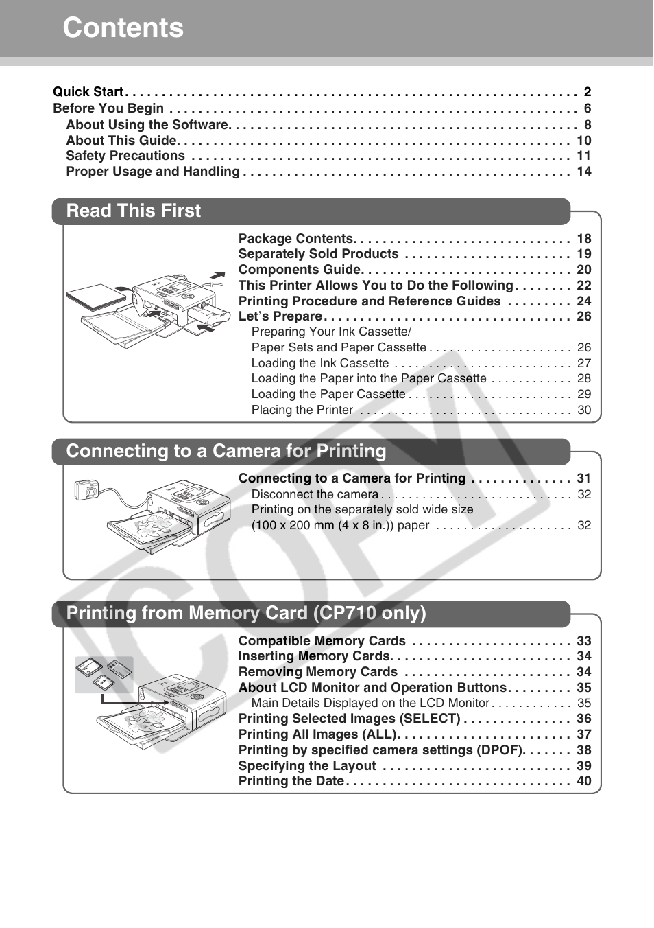 Canon CP710 User Manual | Page 2 / 69