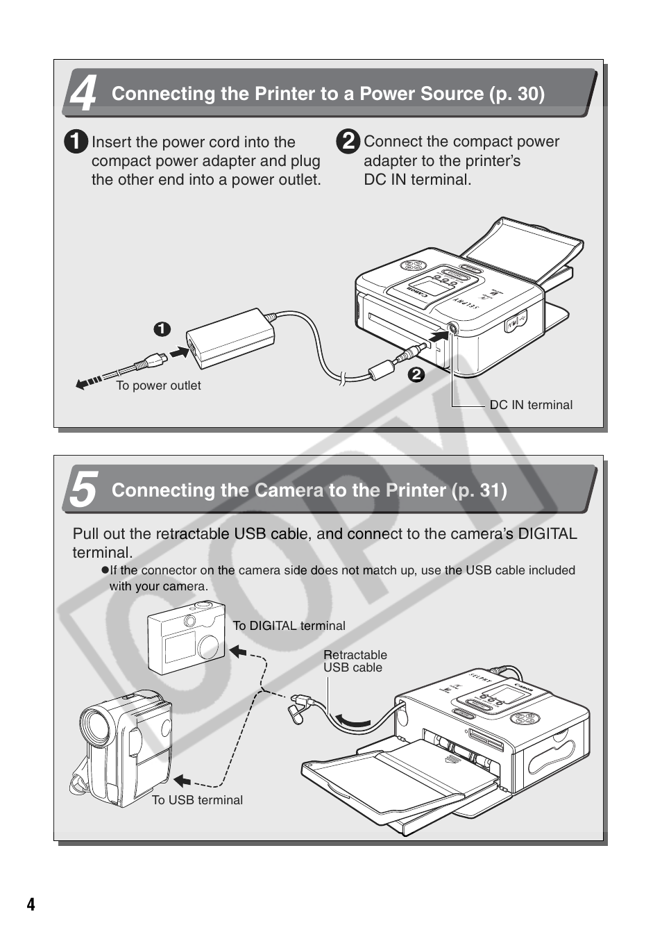 Quick start (continued) | Canon CP710 User Manual | Page 6 / 69