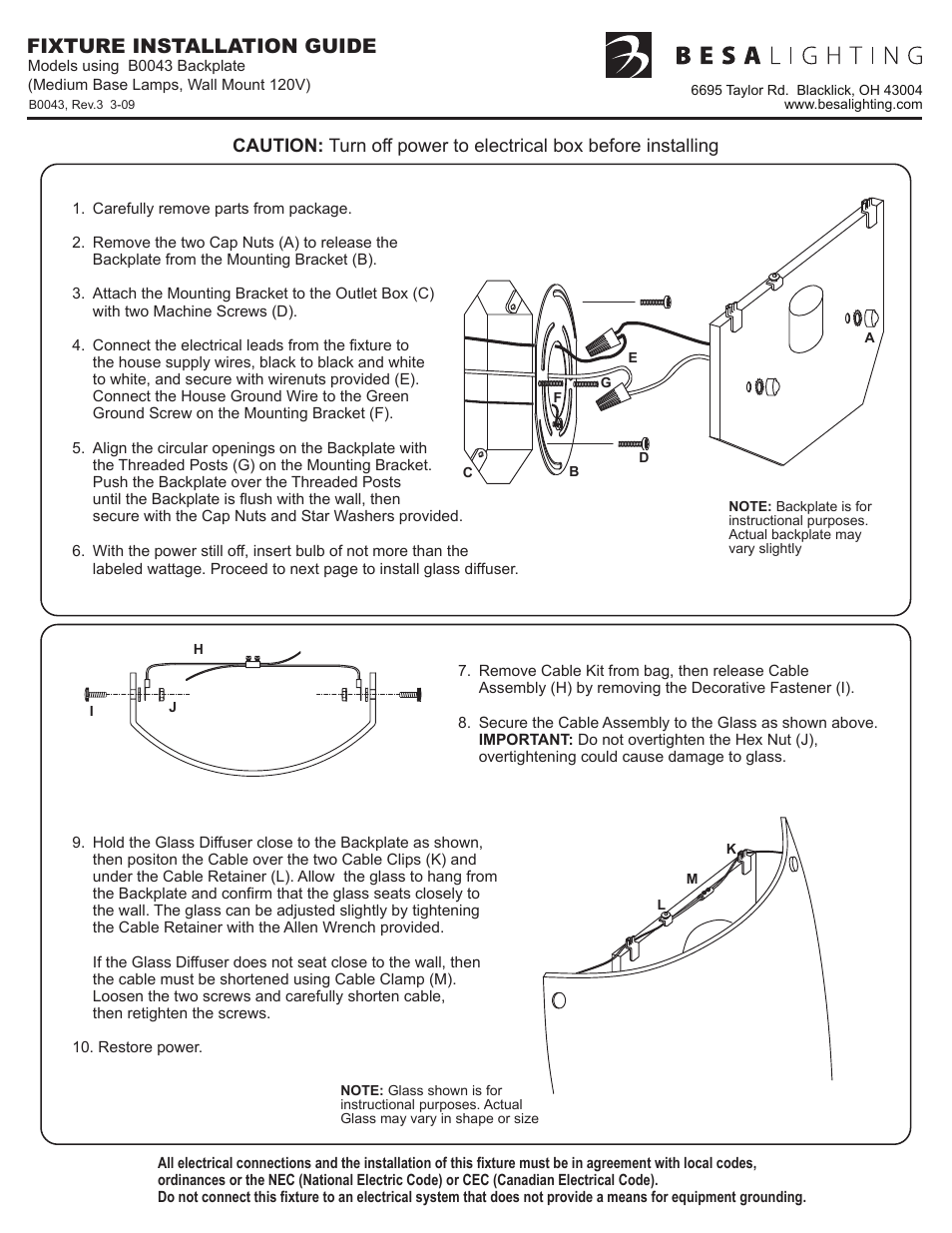 Besa Lighting Tamburo 11 (Sconces) User Manual | 1 page