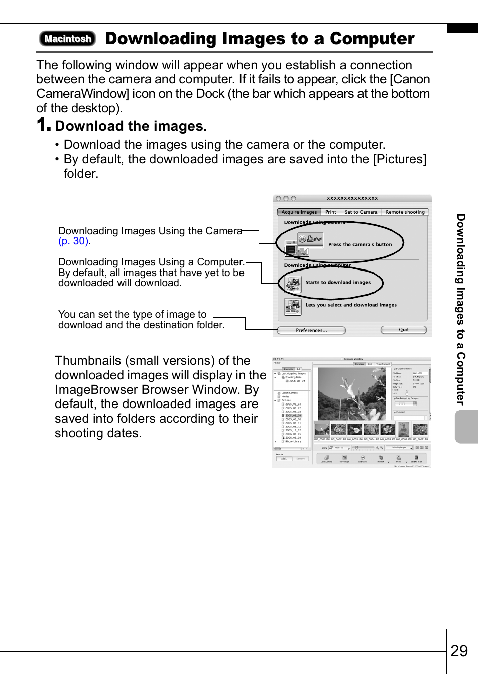 Downloading images to a computer, Download the images | Canon IXUS  950IS User Manual | Page 31 / 37
