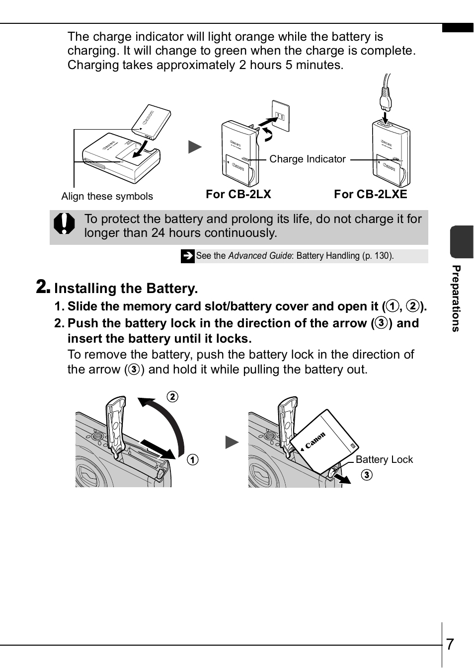 Installing the battery | Canon IXUS  950IS User Manual | Page 9 / 37