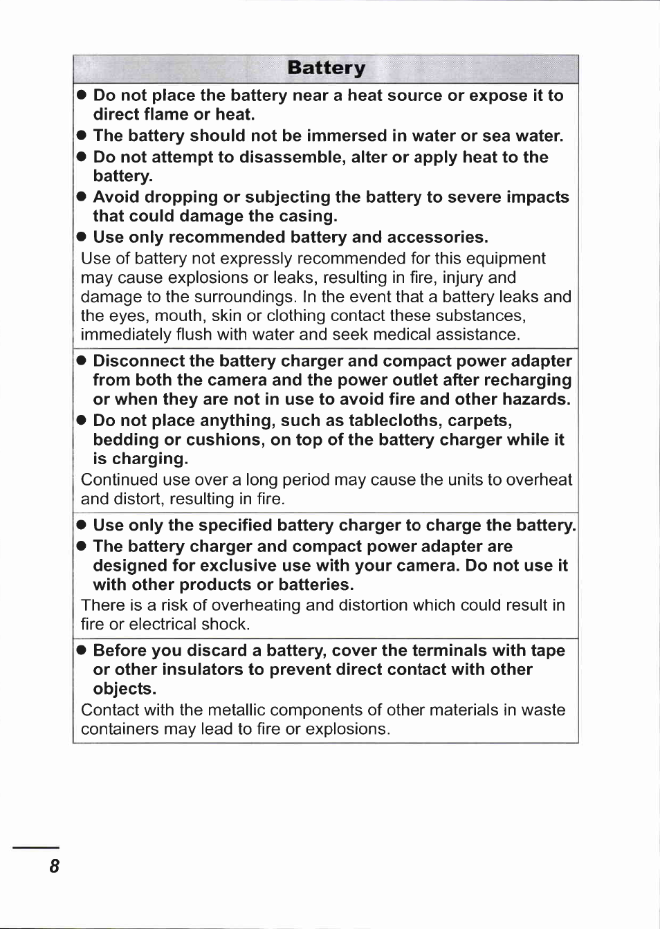 Battery | Canon IXUS 750 User Manual | Page 10 / 126