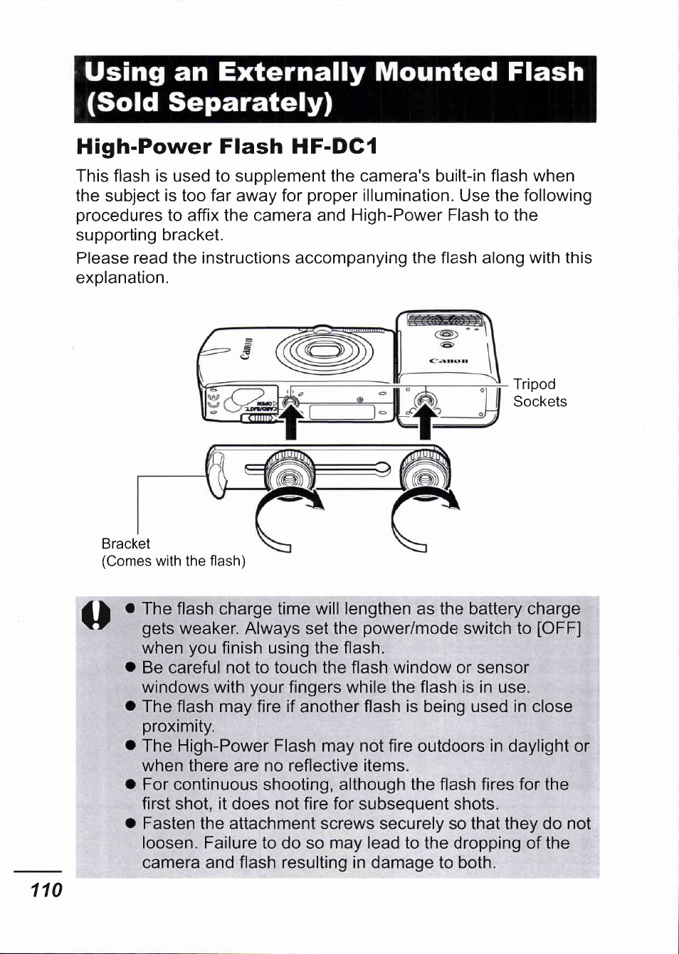 High-power flash hf-dc1 | Canon IXUS 750 User Manual | Page 112 / 126