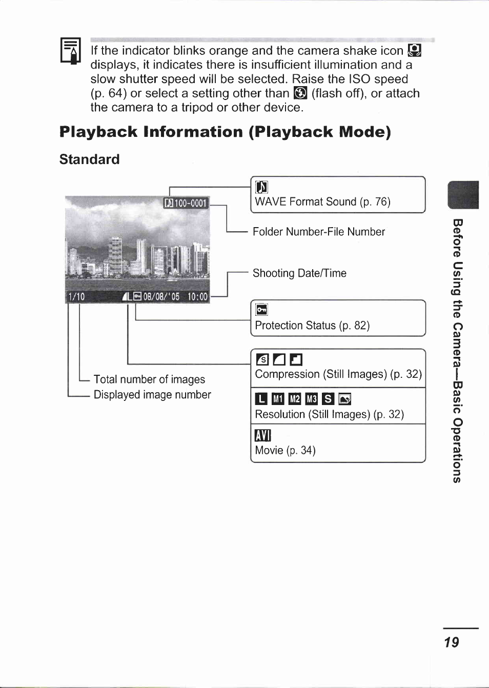 Playback information (playback mode), Standard, D cq iiq [¡q s 1 | Canon IXUS 750 User Manual | Page 21 / 126