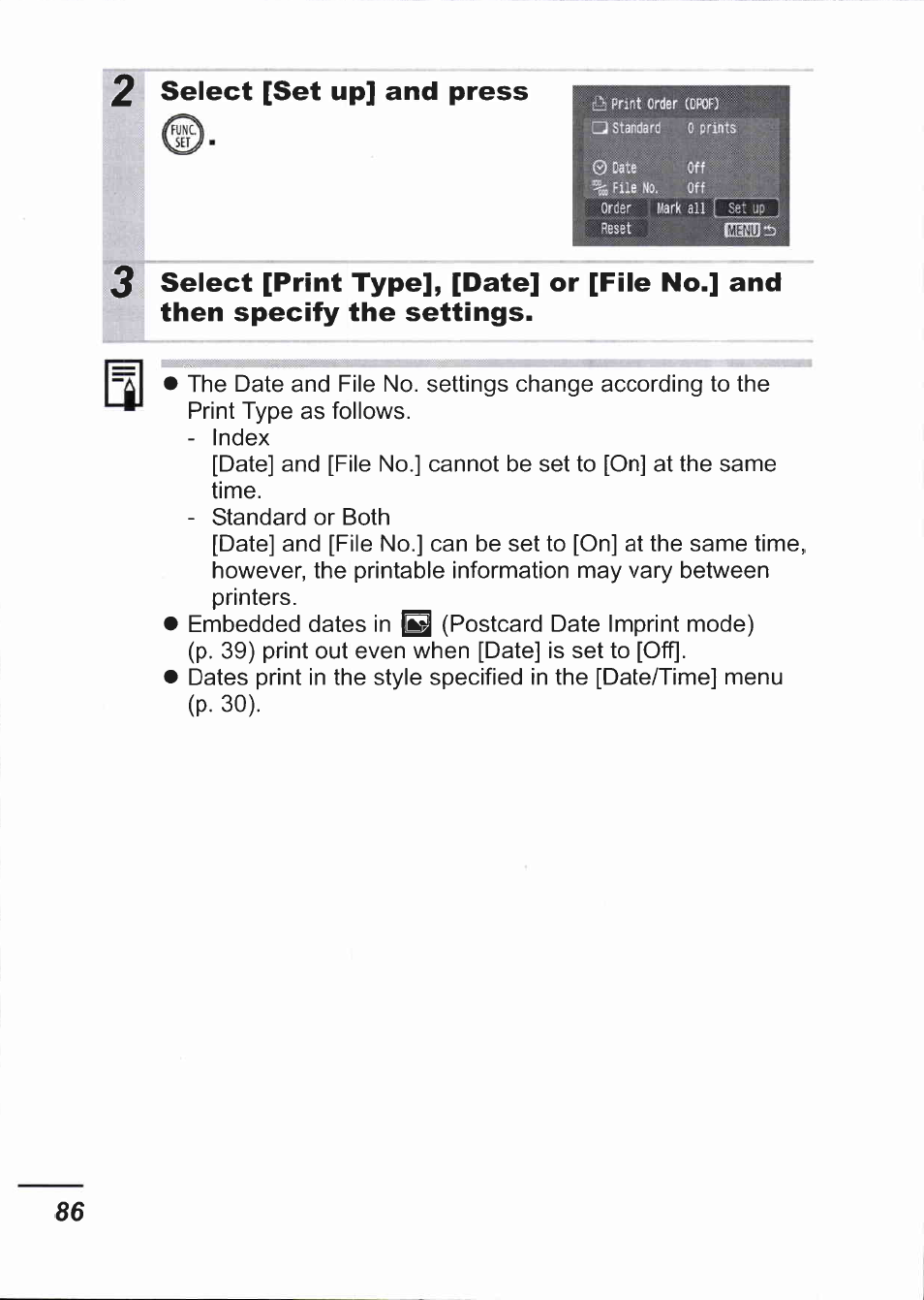 2 select [set up] and press | Canon IXUS 750 User Manual | Page 88 / 126