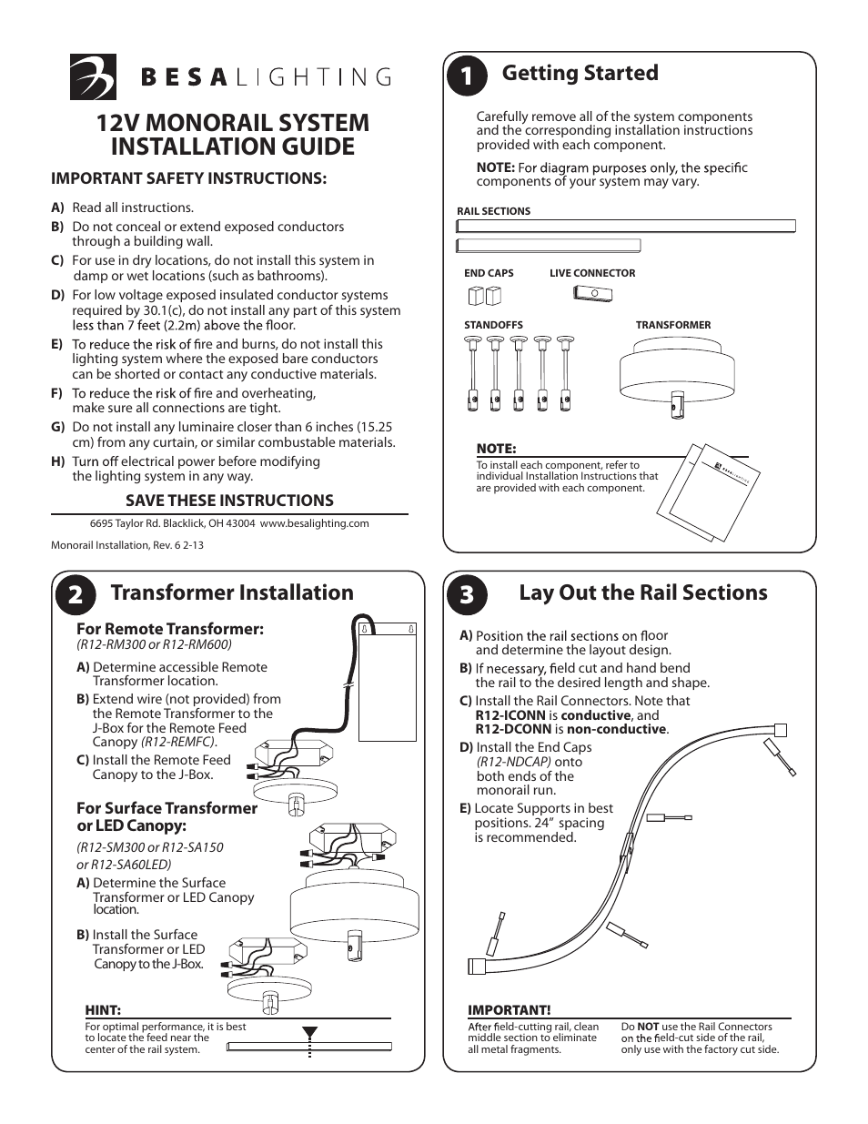Besa Lighting 8 Ft Monorail (Monorail 12V) User Manual | 4 pages