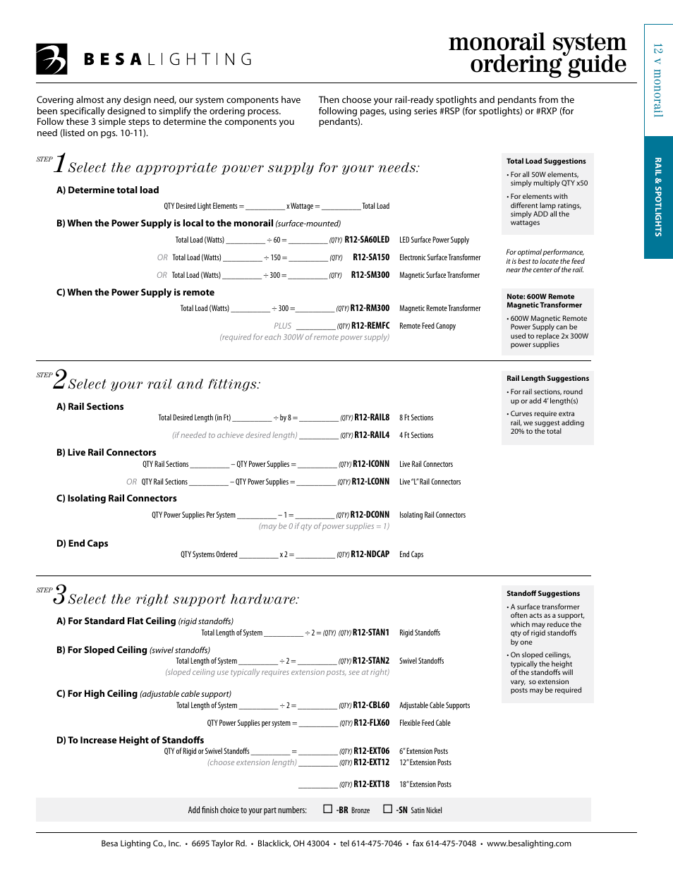 Besa Lighting Rail Section (Monorail Component) User Manual | 1 page