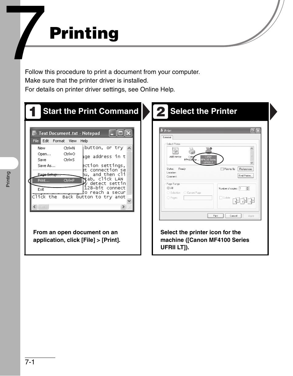 Printing, 7 printing -1 | Canon IMAGECLASS MF4150 User Manual | Page 102 / 175