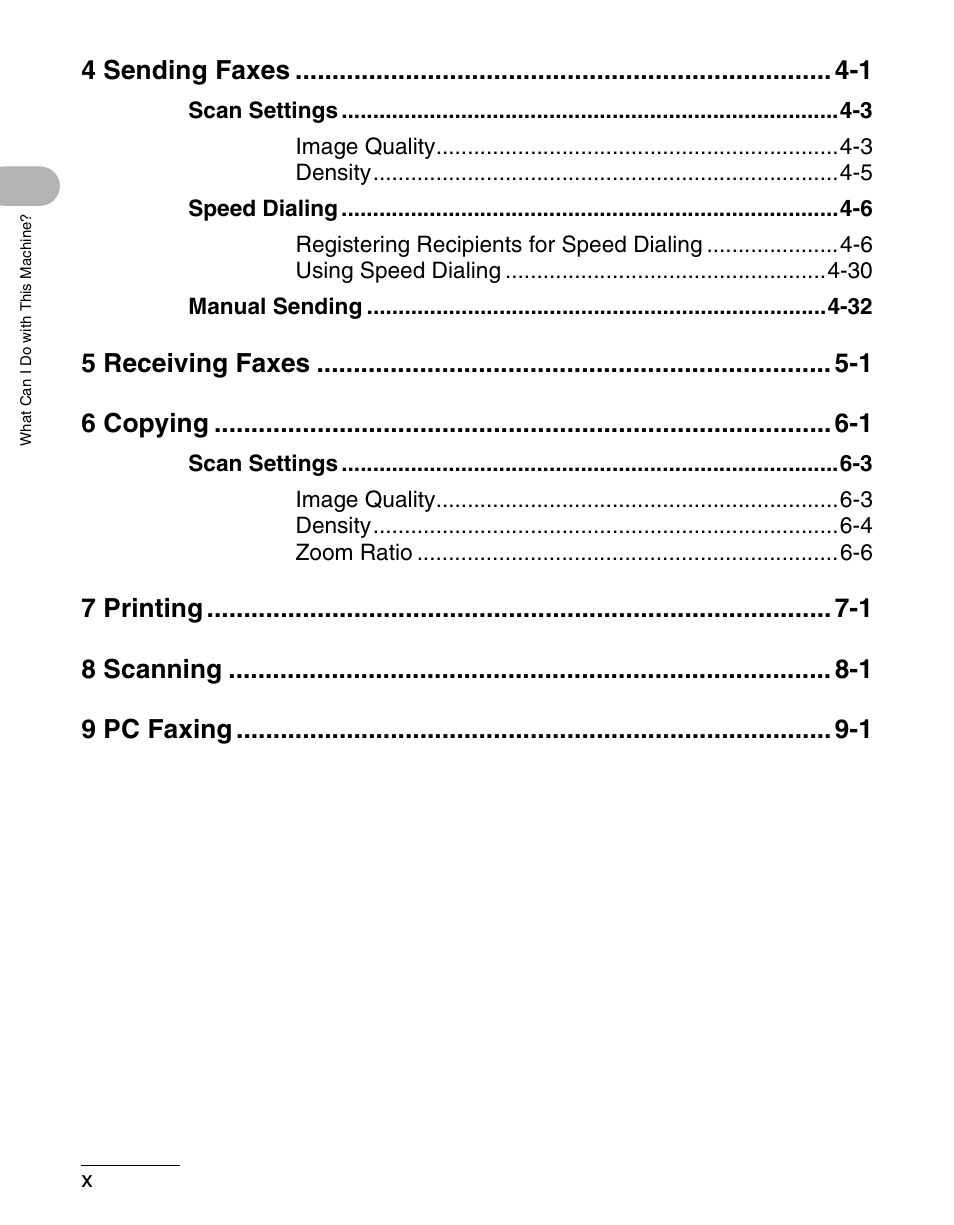 4 sending faxes -1, 5 receiving faxes -1 6 copying -1 | Canon IMAGECLASS MF4150 User Manual | Page 11 / 175