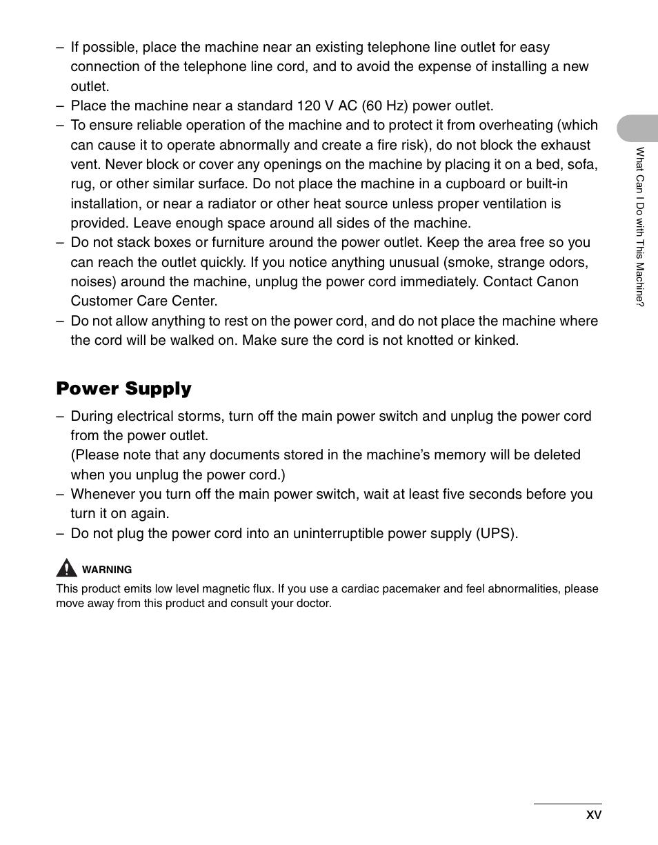 Power supply | Canon IMAGECLASS MF4150 User Manual | Page 16 / 175