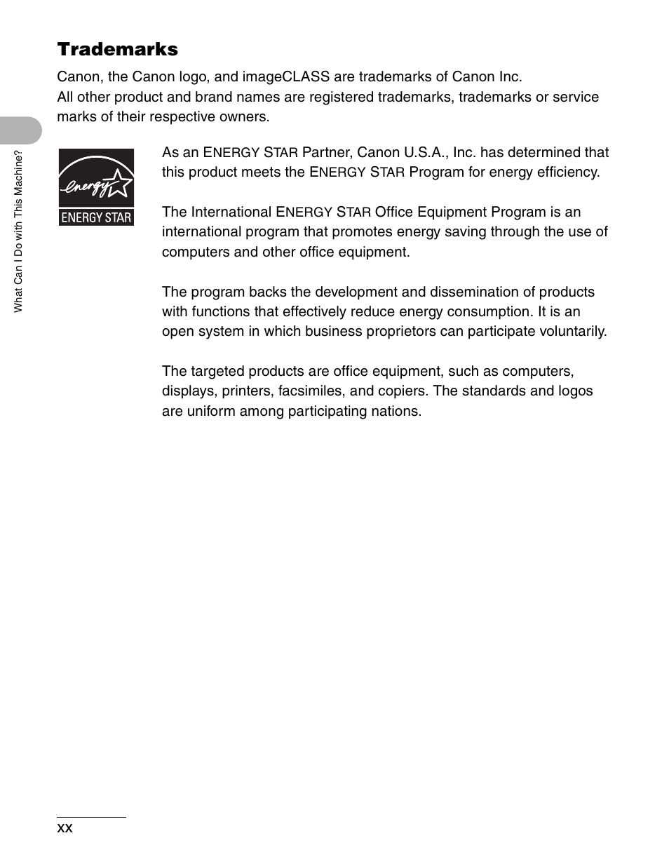 Trademarks | Canon IMAGECLASS MF4150 User Manual | Page 21 / 175