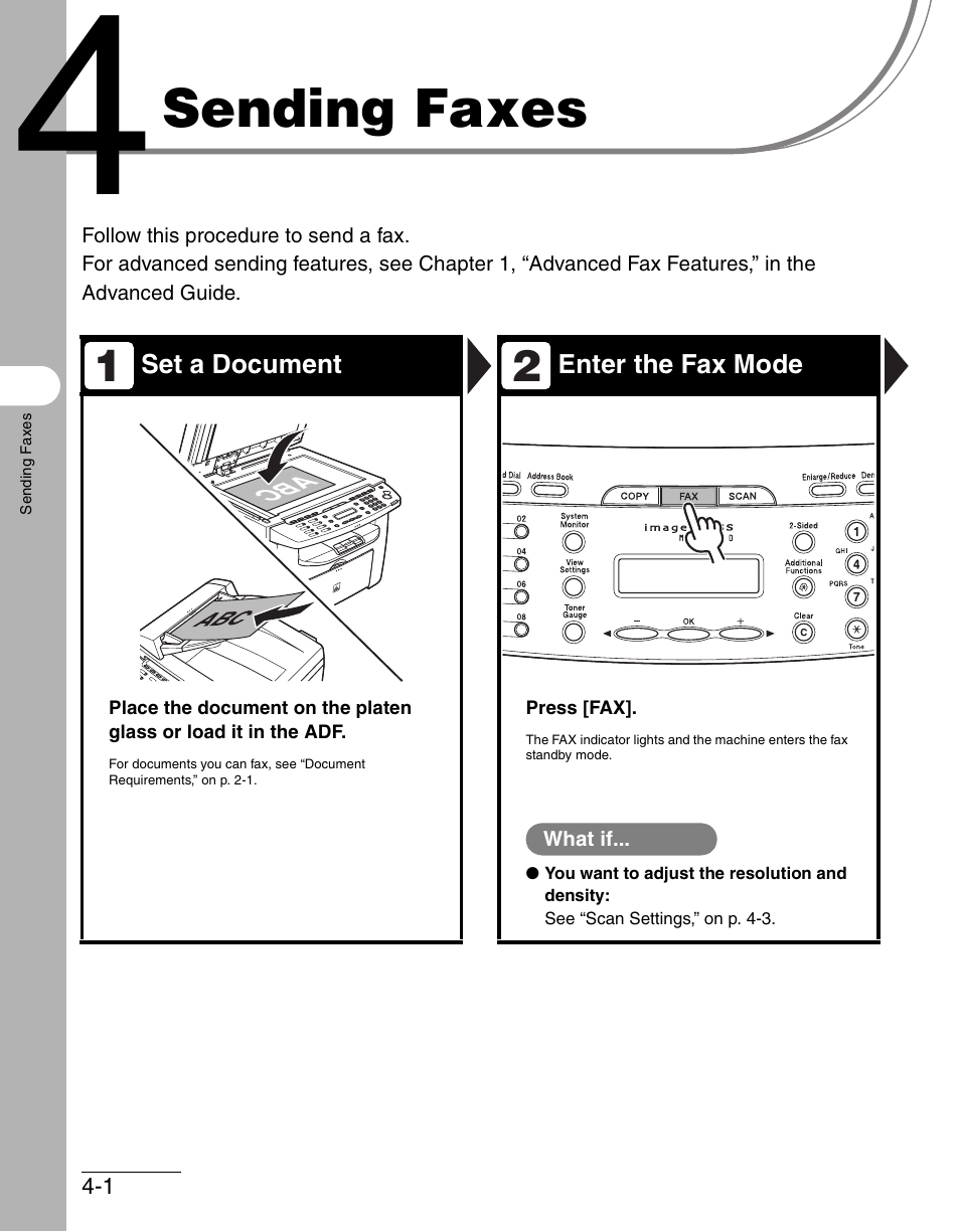 Sending faxes, 4 sending faxes -1 | Canon IMAGECLASS MF4150 User Manual | Page 60 / 175