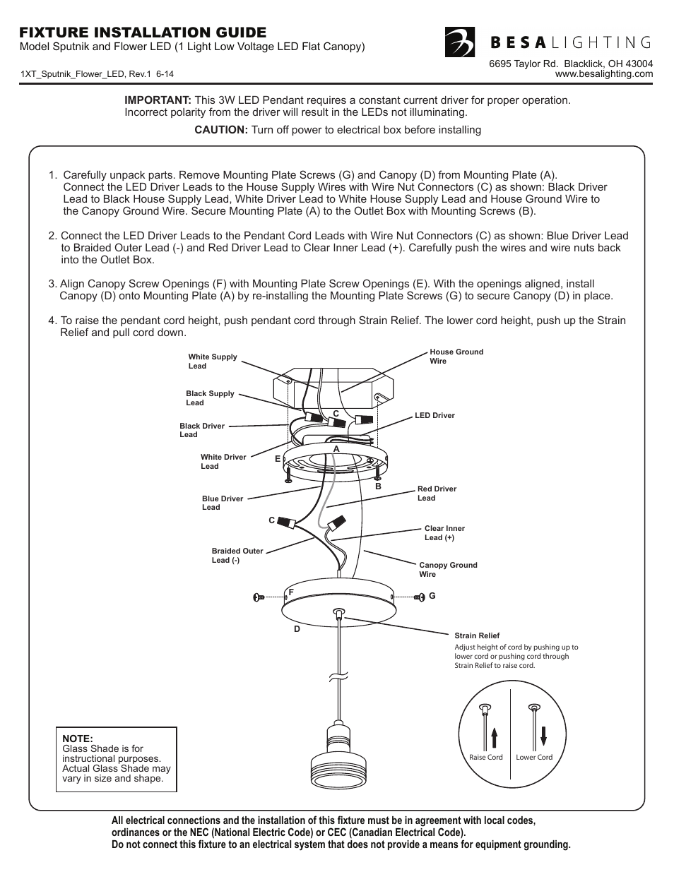 Besa Lighting Flower (Mini Pendants 12V) User Manual | 1 page