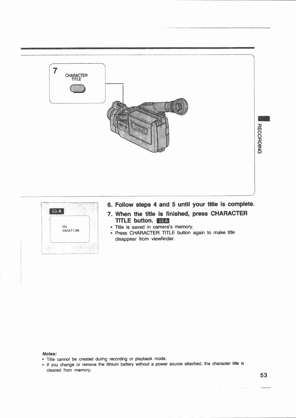 Follow steps 4 and 5 until your title is complete | Canon E 200 User Manual | Page 53 / 84