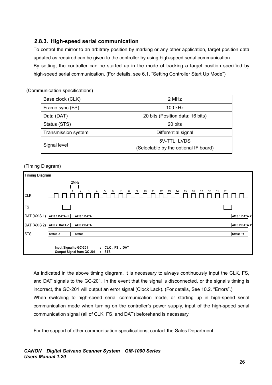 High-speed serial communication | Canon GM-1000 User Manual | Page 26 / 140