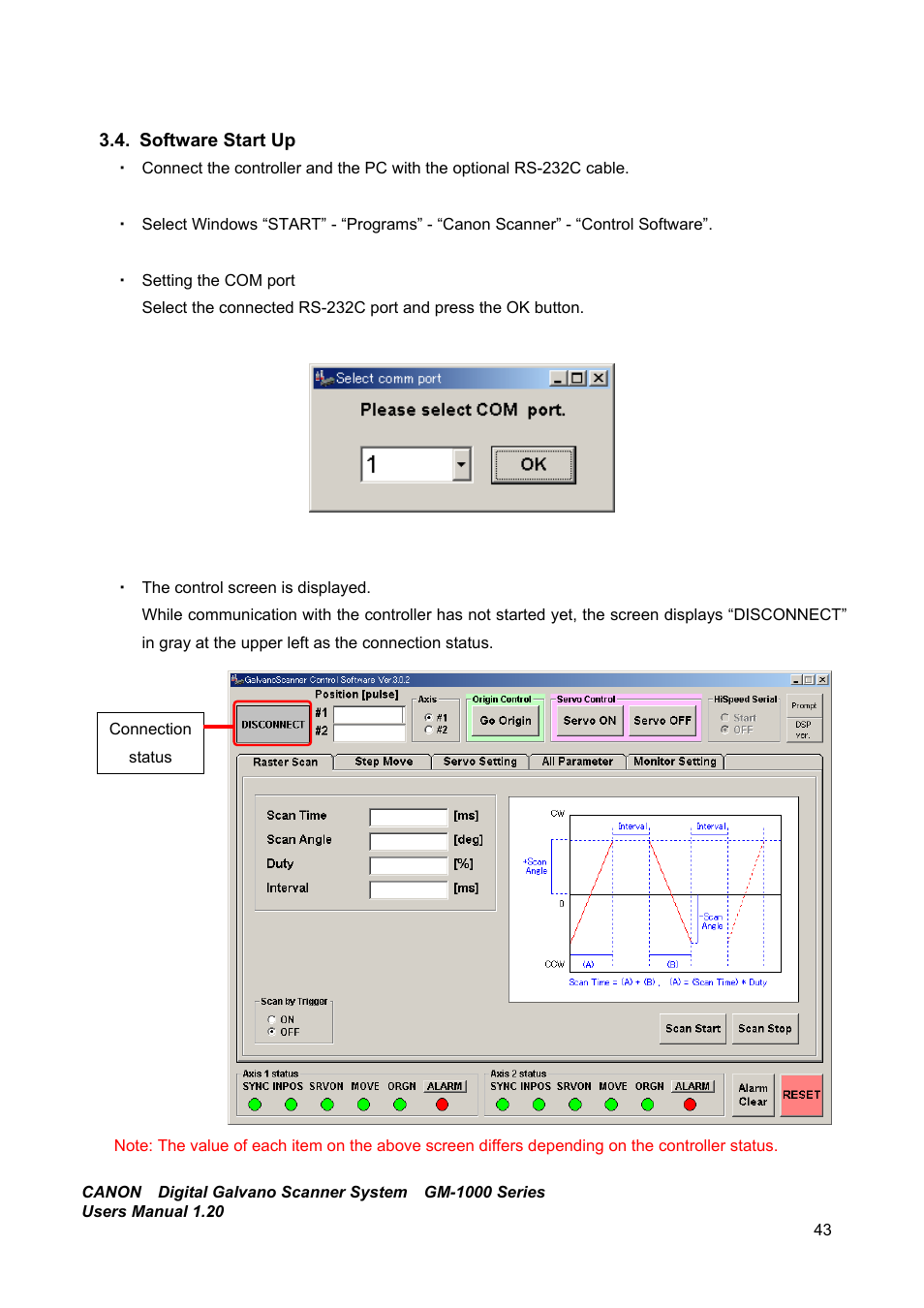 Software start up | Canon GM-1000 User Manual | Page 43 / 140