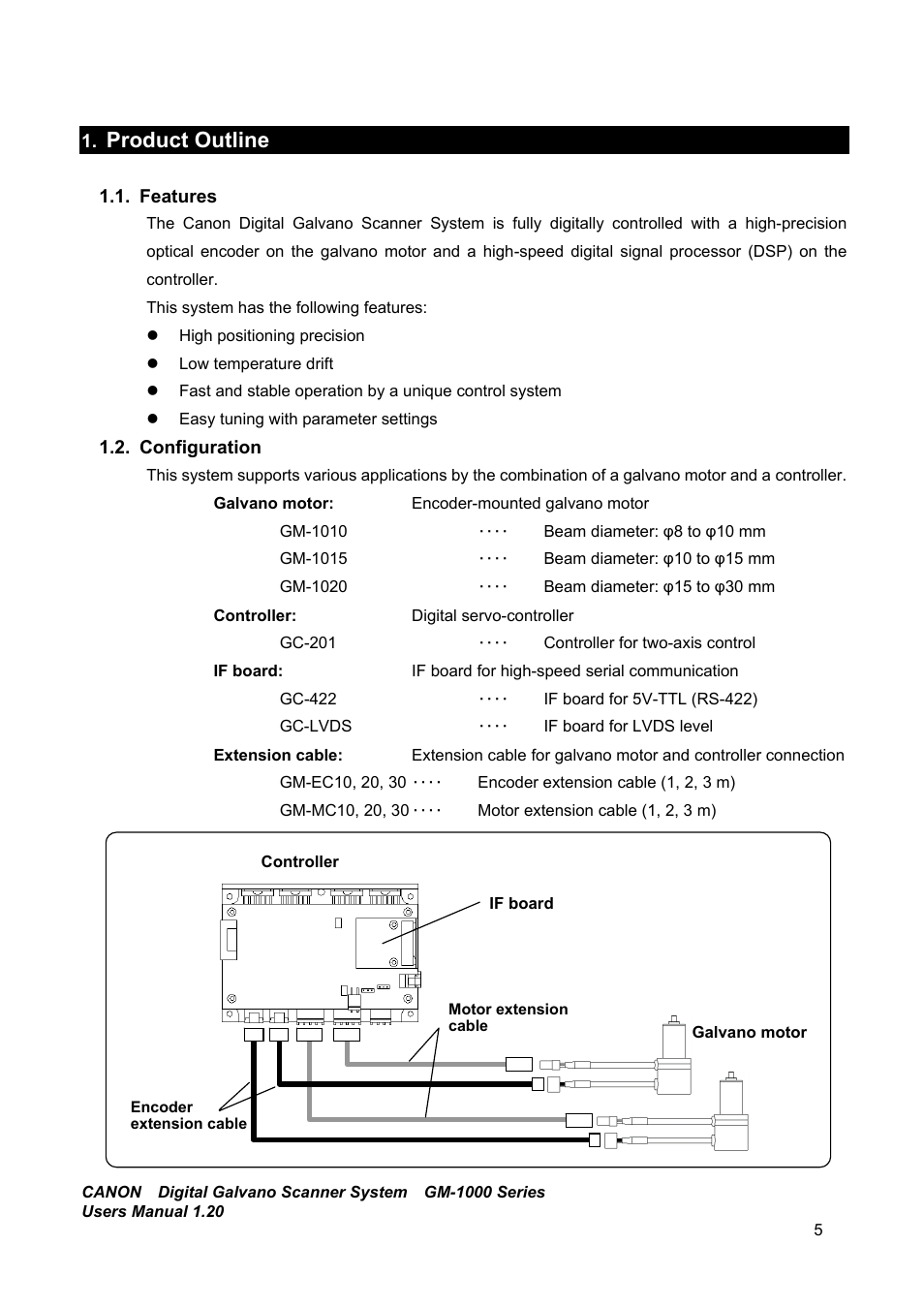 Product outline, Features, Configuration | Canon GM-1000 User Manual | Page 5 / 140