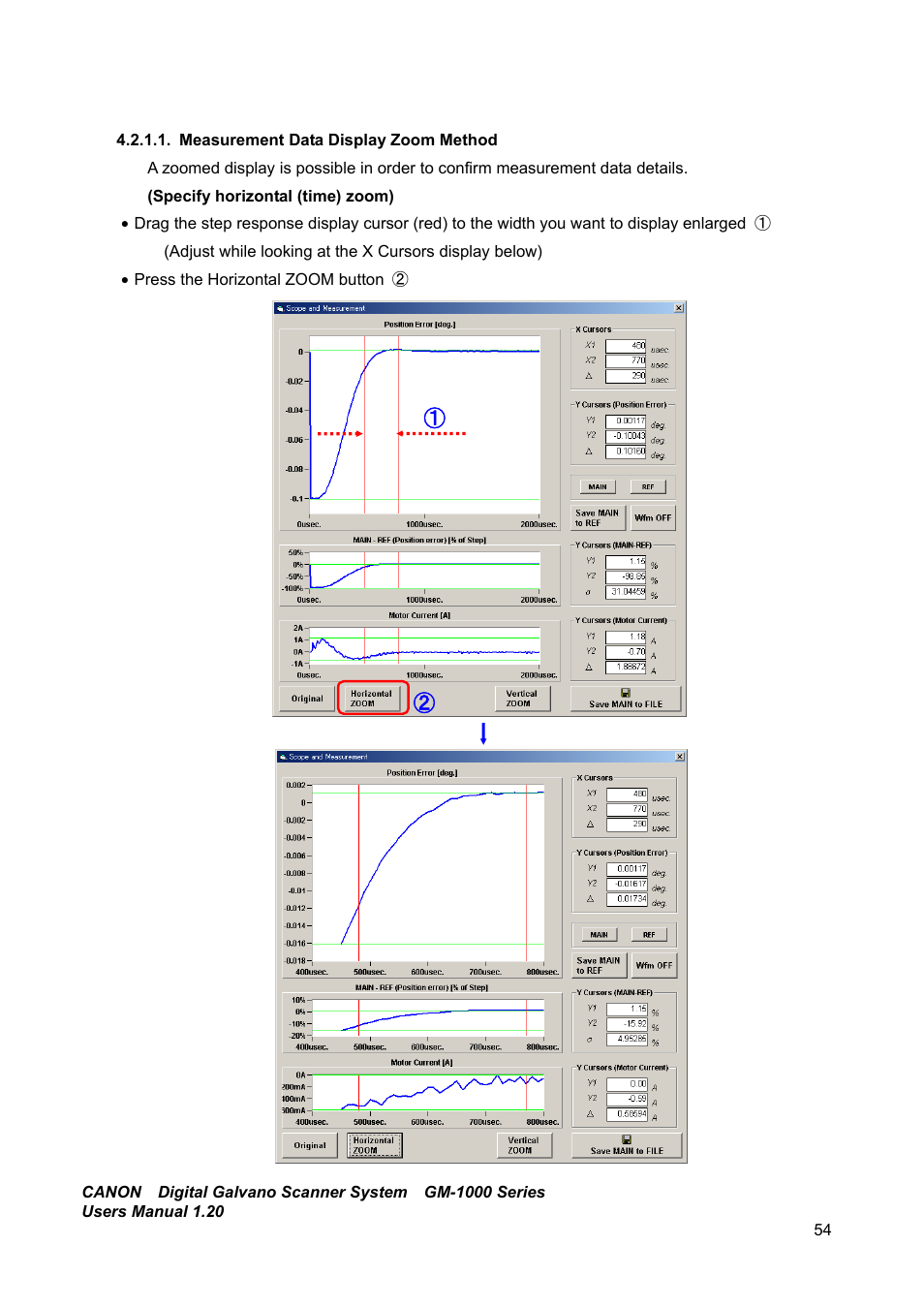 Measurement data display zoom method | Canon GM-1000 User Manual | Page 54 / 140