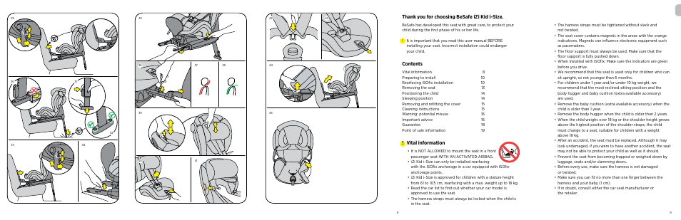 Vital information | Besafe iZi Kid i-size User Manual | Page 2 / 8