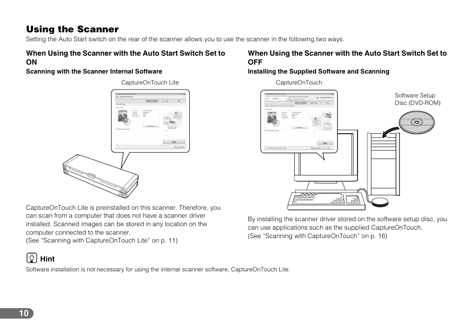 Using the scanner | Canon P-150 User Manual | Page 10 / 26