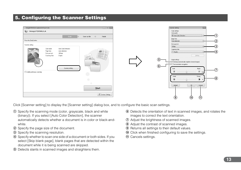Configuring the scanner settings | Canon P-150 User Manual | Page 13 / 26