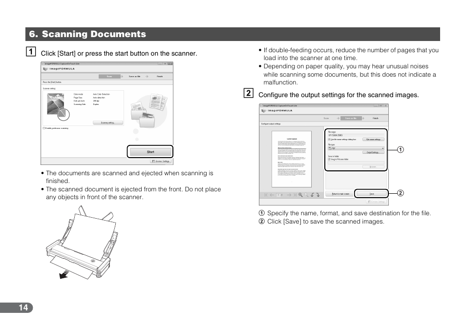 Scanning documents | Canon P-150 User Manual | Page 14 / 26