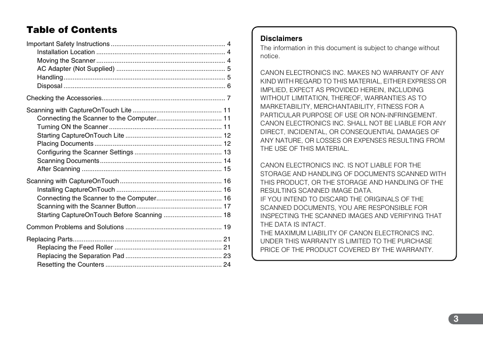 Canon P-150 User Manual | Page 3 / 26