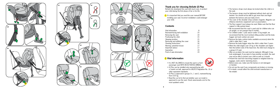 Vital information | Besafe iZi Plus User Manual | Page 2 / 8