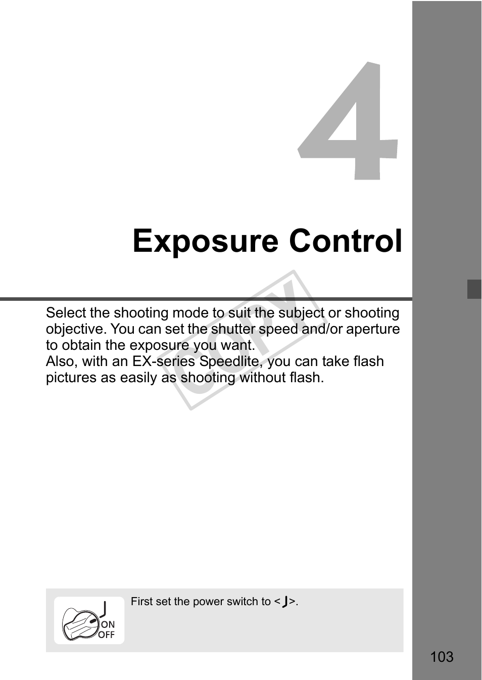 Cop y, Exposure control | Canon EOS 1D User Manual | Page 103 / 276