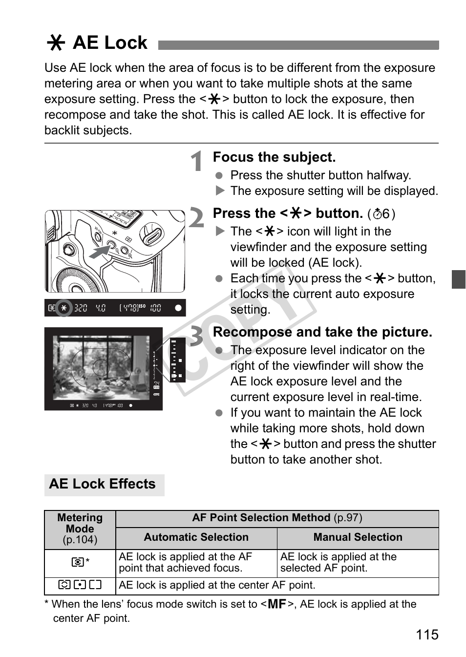 Cop y, Aae lock | Canon EOS 1D User Manual | Page 115 / 276