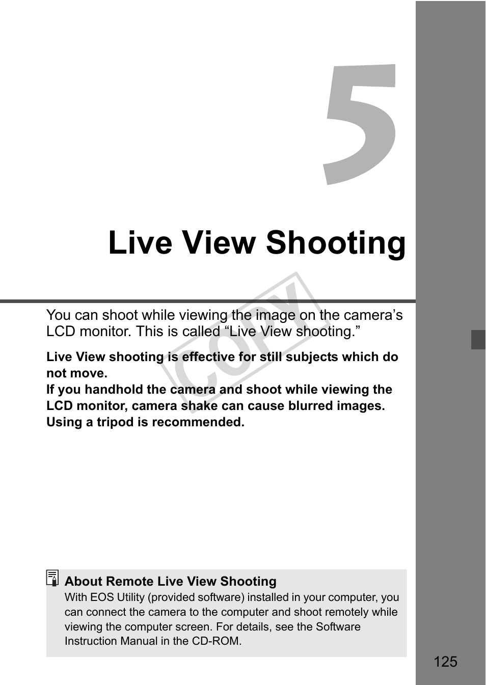 Cop y, Live view shooting | Canon EOS 1D User Manual | Page 125 / 276