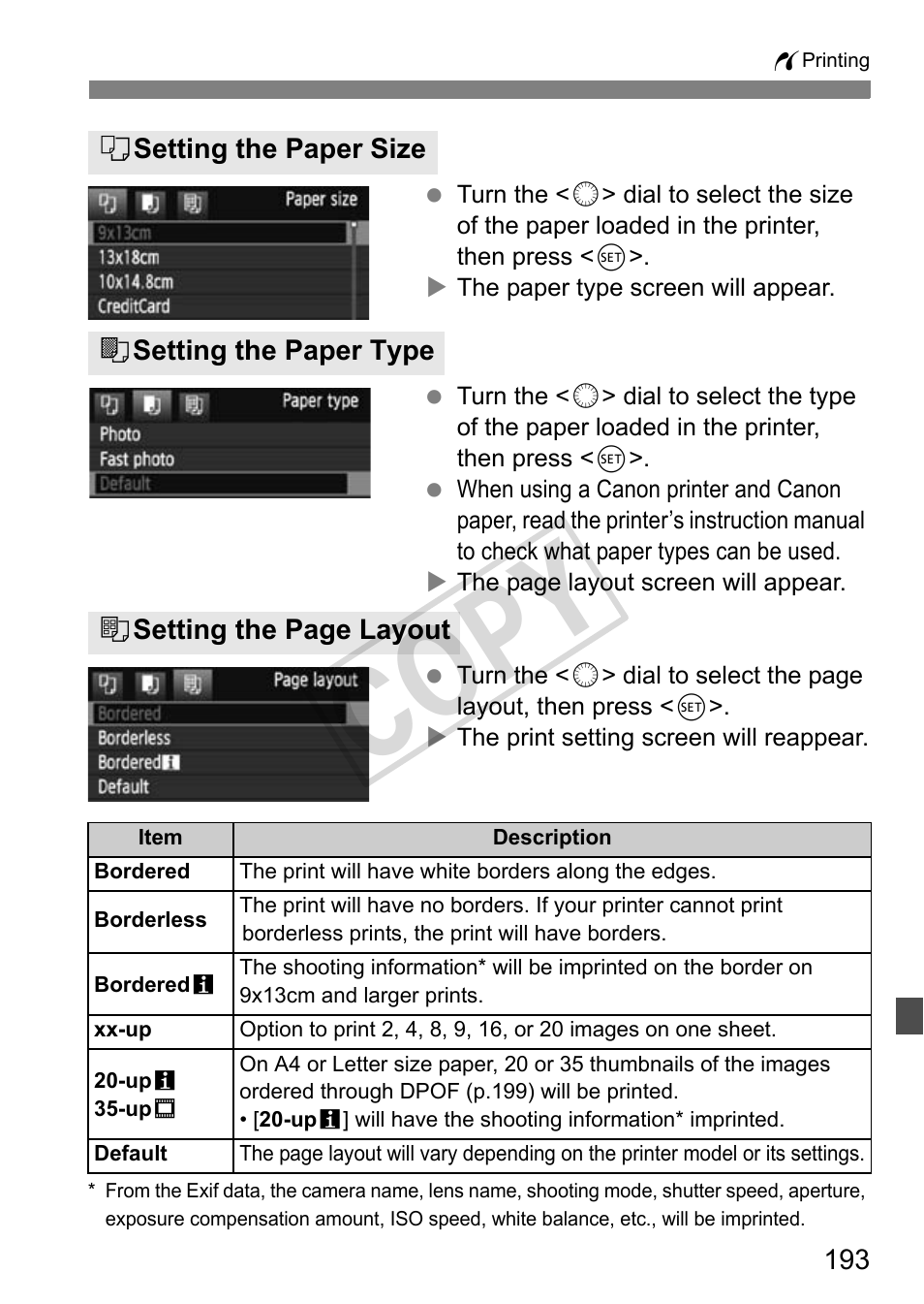 Cop y | Canon EOS 1D User Manual | Page 193 / 276